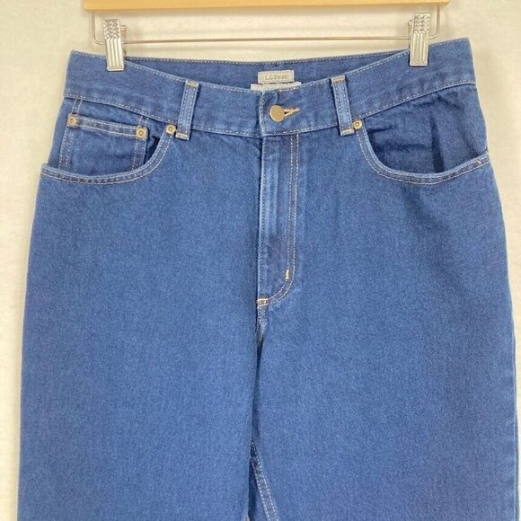 NWOT L.L. Bean Original Fit High Rise Straight Leg Mom Jeans Dark Wash Size 12 - Picture 2 of 7